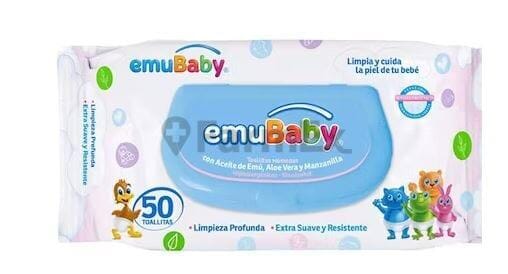 Emubaby Toallitas Húmedas Aceite de Emú x 50 unidades Farmex-Fonasa-Persistente